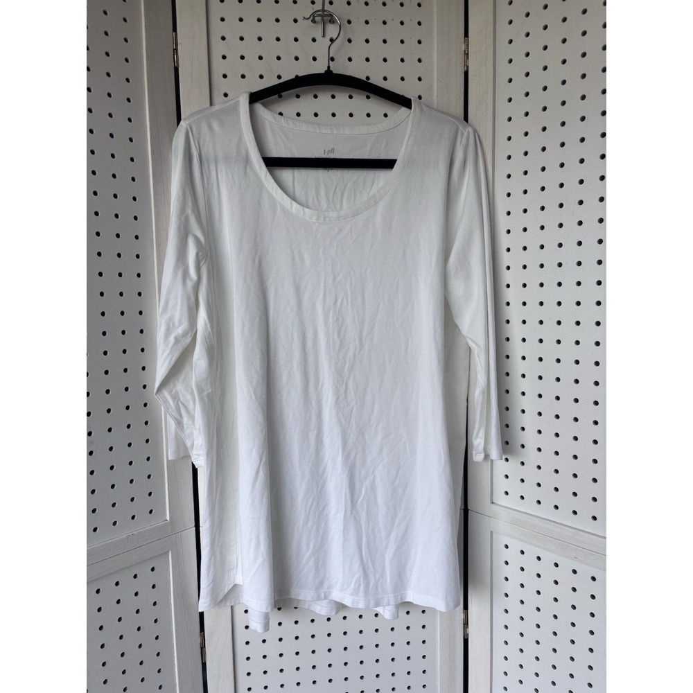 NWT J. Jill Women's M Luxe Supima A-Line Tunic Shirt 3/4 SLV White Modal Blend